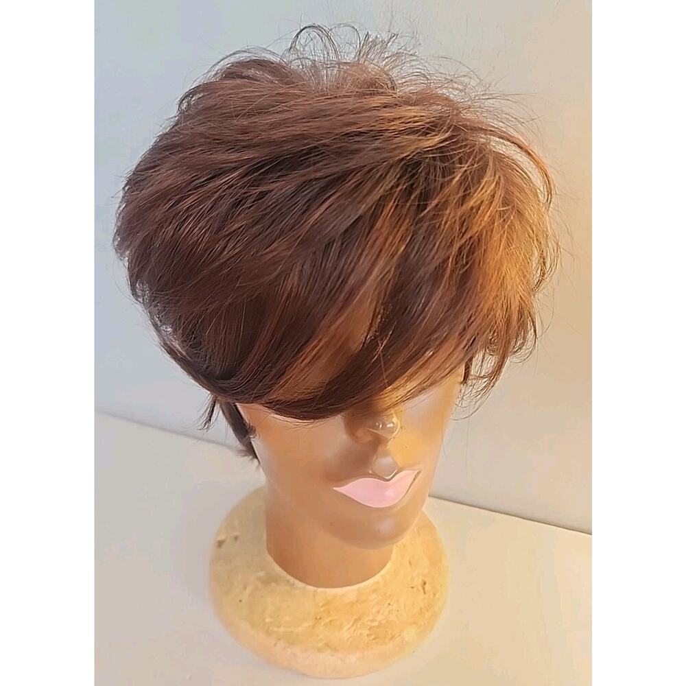 RENE OF PARIS Short Pixie Cut GIA Wig CHESTNUT Med Auburn Copper Red Highlights